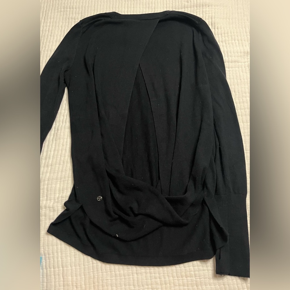 LULULEMON Bring It Backbend Open Back Sweater Black Sz 4